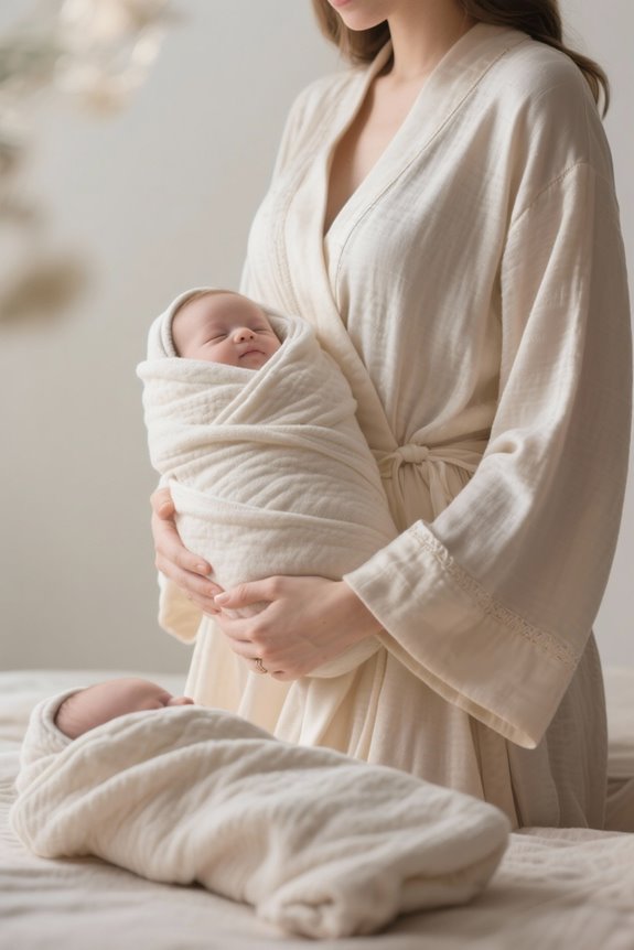 maternity robe and swaddle selection