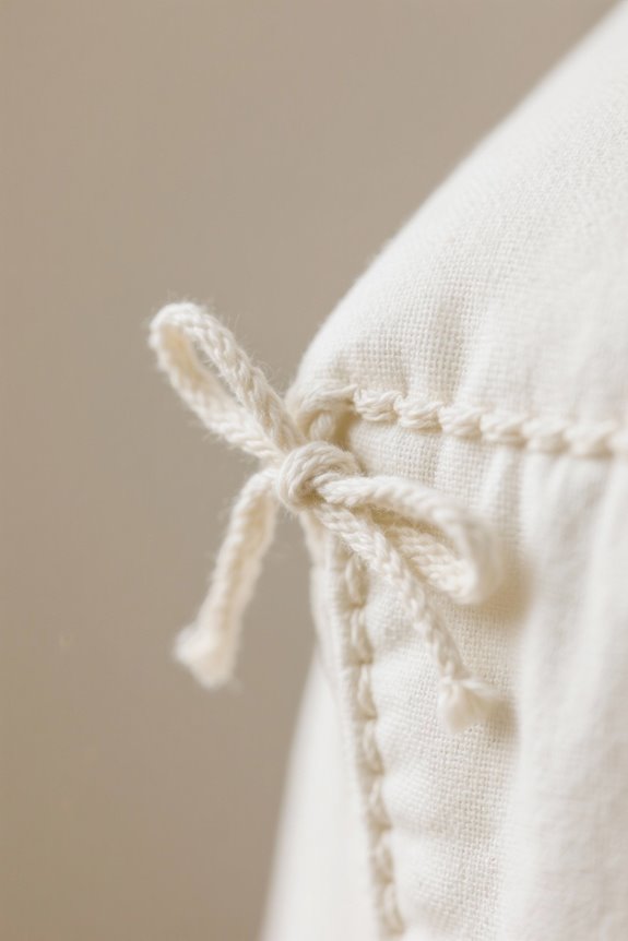 sew corner ties securely